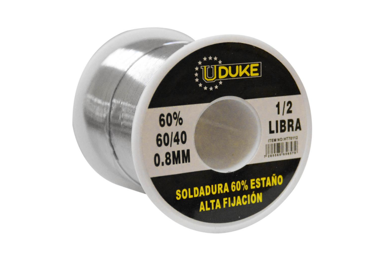 SOLDADURA ESTANO UDUKE 1/2 LB 60-40 (60% ESTANO) (0.8MM) (HT70112)
