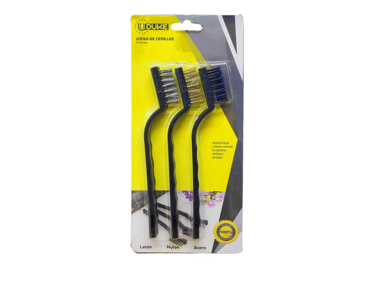 CEPILLO ALAMBRE 7” X 3PCS UDUKE (LATON-NYLON-ACERO) (HT1086)
