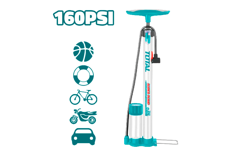 INFLADOR DE PIE 140PSI CON SOPORTE TOTAL (TMPP3811)