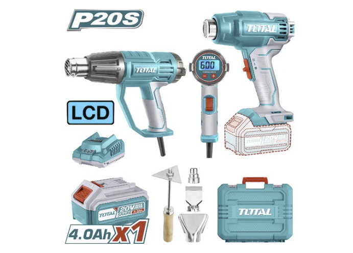 COMBO X 2 PISTOLA DE CALOR INCLUYE 4 ACEESORIOS, 1 BATERIA Y CARGADOR TOTAL (UTOSLI240201)