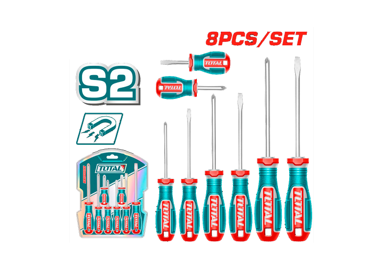 DESTORNILLADOR JUEGO 8 PZS PUNTA IMANTADA SUPER TOTAL (TKSDS0826)