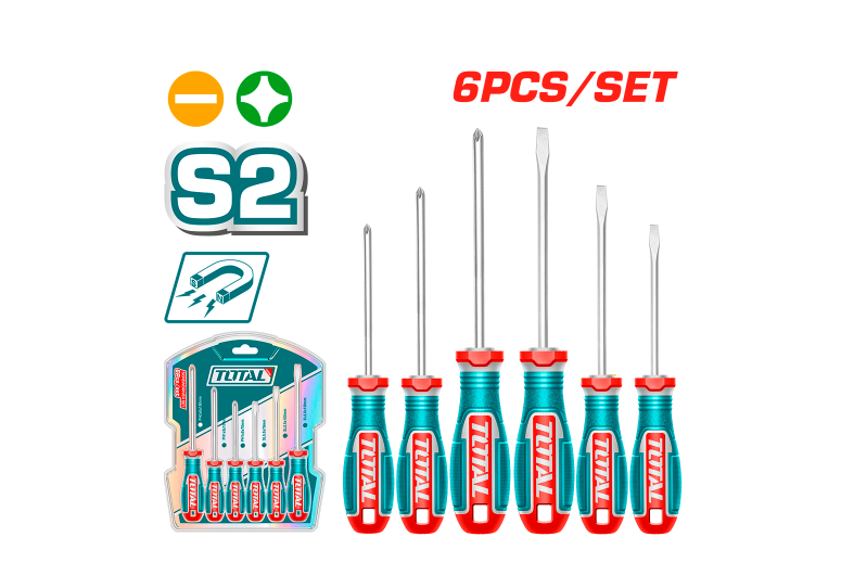 DESTORNILLADOR JUEGO 6 PZS PUNTA IMANTADA SUPER TOTAL (TKSDS0626)