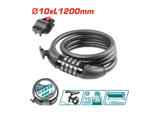 CANDADO MOTO CLAVE 10X1200MM SUPER TOTAL (TBK21012)