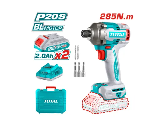 ATORNILLADOR DE IMPACTO INALAMBRICO 1/4 20V INCLUYE 2 BATERIAS, CARGADOR Y 5 ACCESORIOS CAJA PLASTICA INDUSTRIAL SUPER TOTAL (UTIRLI2028) 