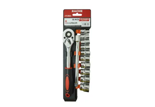 RACHE CON COPAS 3/8" 12PCS VHARBOR (HT2086)