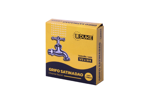 [4912] GRIFO SATINADO CROMADO UDUKE EN CAJA CHAPOLA METALICA (HT20580)