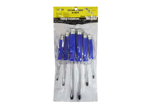 [5343] DESTORNILLADOR AZUL DE GOLPE X 6 UDUKE (SDY-8050)(HT20252)
