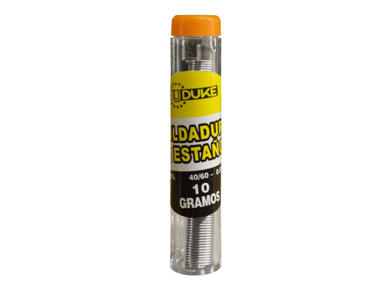 [10128] SOLDADURA ESTAÑO UDUKE TUBO 10 GRAMOS 40-60 (40% ESTAÑO) (0.8MM) (HT70114)
