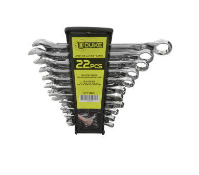 [12034] LLAVE MIXTA JUEGO X 22 PCS (8-18MM + 1/4-7/8) CON ESTUCHE CR/V UDUKE (HTY0034)