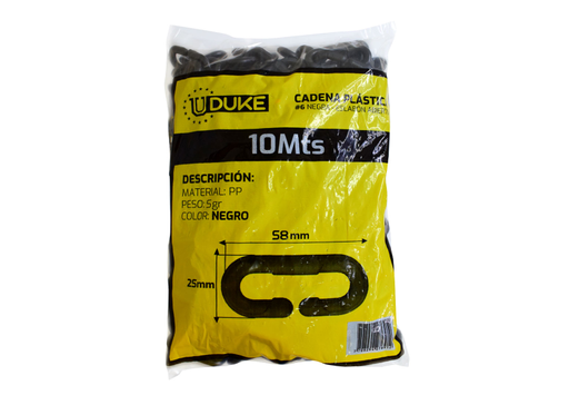 [14458] CADENA PLASTICA  6 NEGRA ESLABON ABIERTO X 10 MTS UDUKE