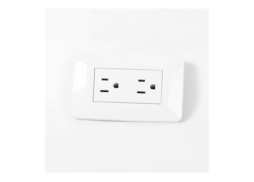 [19454] LINEA BK BLANCA INCRUSTAR TOMA DOBLE VHARBOR 110-220V (BC1803)(1747H)