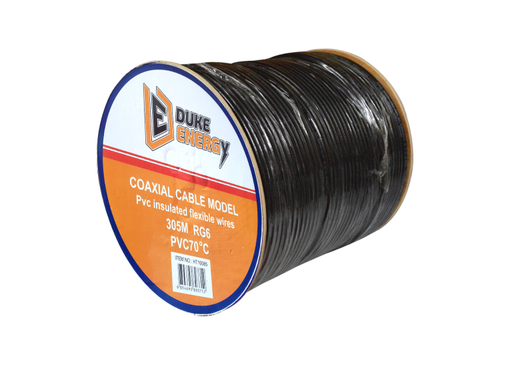 [7654] CABLE COAXIAL RG6 FINO AL 90% NEGRO DUKE ENERGY CARRETO X 305 MTS (HT10085)
