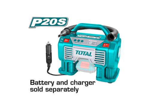 [14763] COMPRESOR MINI INALAMBRICO 20V 160PSI AUTOMATICO PARA CARRO BATERIA Y CARGADOR NO INCLUIDO TOTAL (TACLI2002)