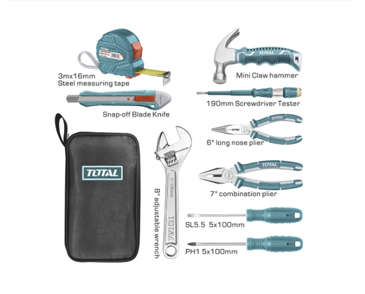 [15350] KIT DE HERRAMIENTAS X 9 PZS TOTAL (THKTHP90096)