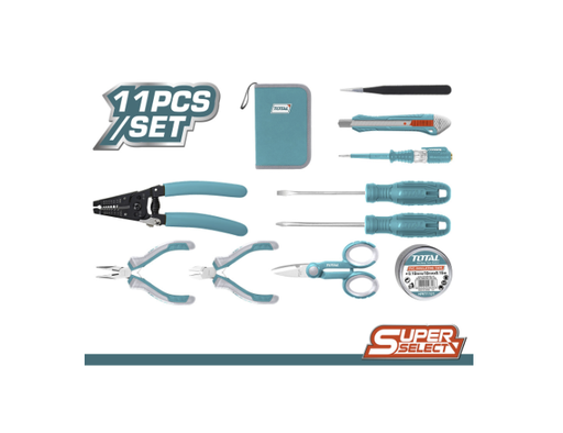[15351] KIT DE HERRAMIENTAS X 11 PZS PARA ELECTRICISTA TOTAL SUPER SELECT (TKETS0111)