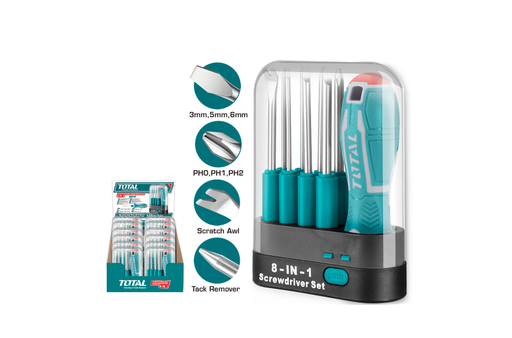 [15425] DESTORNILLADOR 8 EN 1 CROMO VANADIUM INTERCAMBIABLE TOTAL (THT250906)