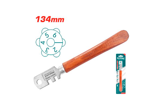 [15448] CORTAVIDRIO 130MM 6 RUEDAS MANGO MADERA TOTAL (THT561301)