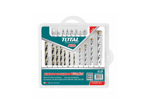 [16262] BROCA LAMINA Y CONCRETO JUEGO X 19 PZS INCLUYE PUNTAS TALADRO SUPER SELECT TOTAL (UTACSDB1901)