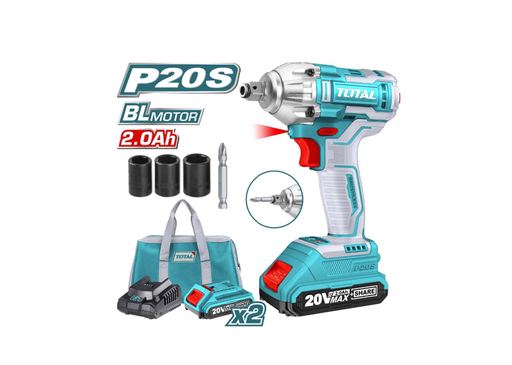 [16769] ATORNILLADOR Y LLAVE DE IMPACTO 20V INCLUYE 2 BATERIAS 1 CARGADOR COPAS DE 171921 Y PUNTA DESTORNILLADOR TOTAL(UTIWLI20208)