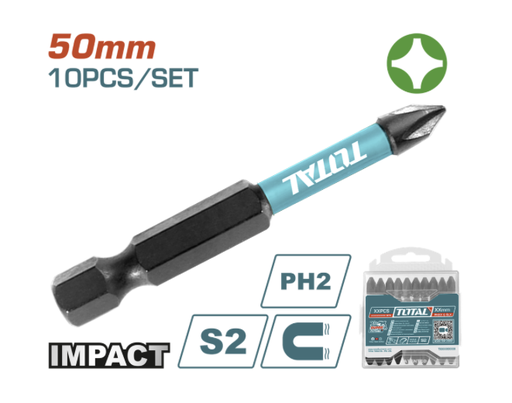 [17412] PUNTAS TALADRO INMANTADAS DE IMPACTO (+) X 10 PZS INDUSTRIAL TOTAL (TACIM16PH223)