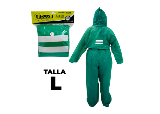 [11917S] IMPERMEABLE PARA MOTO PLASTICO COMPLETO REFLECTIVO CON SOLAPA TALLA L