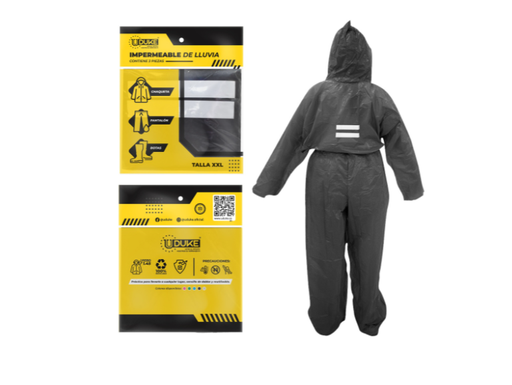 [12585S] IMPERMEABLE PARA MOTO PLASTICO COMPLETO REFLECTIVO CON SOLAPA TALLA XXL