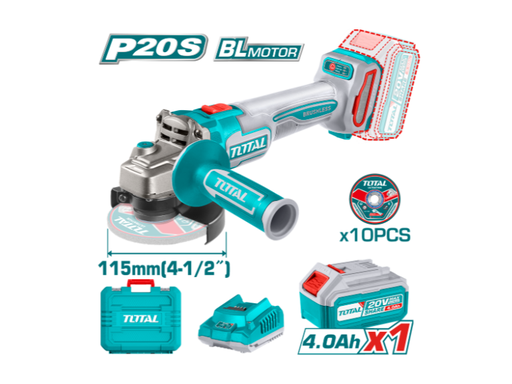 [20380] PULIDORA INALAMBRICA 20V INCLUYE 10 DISCOS PARA CORTE DE METAL 1 BATERIA Y CARGADOR INDUSTRIAL TOTAL (UTAGLI211541)
