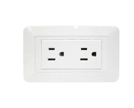 [1747H] LINEA BK BLANCA INCRUSTAR TOMA DOBLE VHARBOR 110-220V (118Z-06)(HT1521)