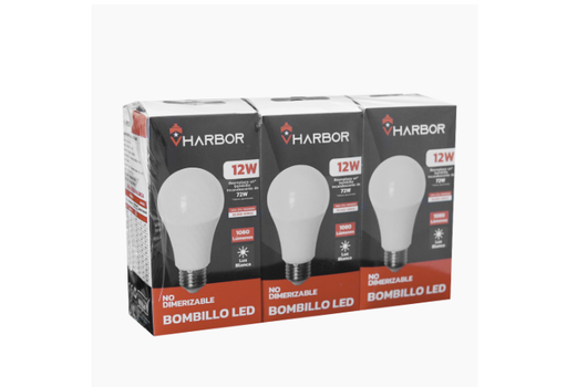 [19960] COMBO BOMBILLO LED 12W X 3 VHARBOR LUZ DIA E27 (6500K)(A60 )(HT2235)