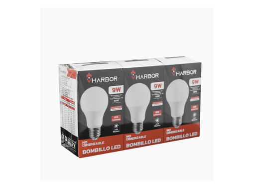 [19958] COMBO BOMBILLO LED 9W X 3 VHARBOR LUZ DIA E27 (6500K)(A60)(HT2233) 