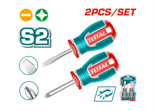 [21020] JUEGO DESTORNILLADORES X 2 PZS PUNTA IMANTADA (+)(-) 1/4 X 1 1/2" INDUSTRIAL SUPER TOTAL (TKSDS2226)