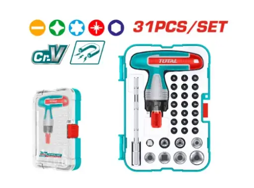 [21251] JUEGO DE DESTORNILLADORES PUNTAS INTERCAMBIABLES X 31 PZS SUPER TOTAL (TACSD30316)