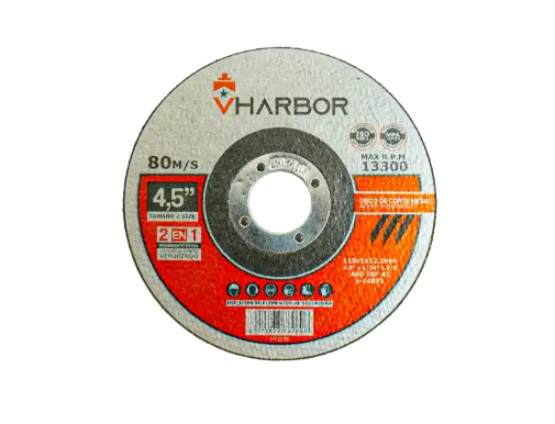 [19786] DISCO 4 1/2" CORTE METAL ACERO INOX VHARBOR(115X1X22.2MM) (HT2228)