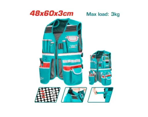 [21459] CHALECO PORTA HERRAMIENTA DE 17 BOLSILLOS INDUSTRIAL CAPACIDAD MAXIMA 3KG SUPER TOTAL (TTVT16025)