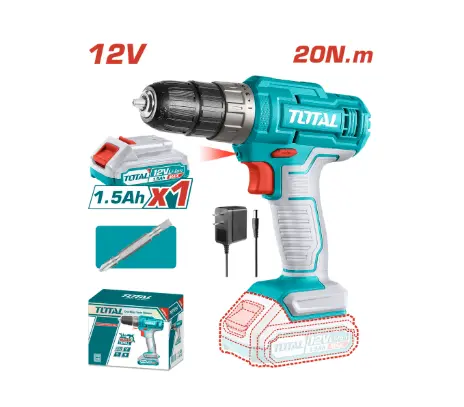 [21429] TALADRO INALAMBRICO 1/32-3/8 12V 20 N.M INCLUYE 1 BATERIA DE 1.5AH SUPER TOTAL (UTDLI1218)