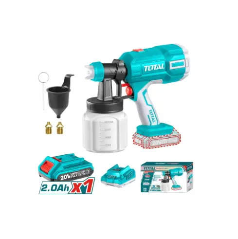 [20553] PISTOLA PINTAR INALAMBRICA 800ML 20V INCLUYE BATERIA 20V, CARGADOR, AGUJA DE LIMPIEZA Y DOS BOQUILLAS, TOTAL (UTSGLI20406)