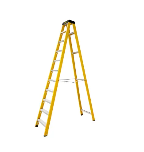 [21336] ESCALERA TIJERA 10 PELDAÑOS EN FIBRA DE VIDRIO CAP 150 KILOS USO INDUSTRIAL UDUKE CON PLATAFORMA (HT3187)