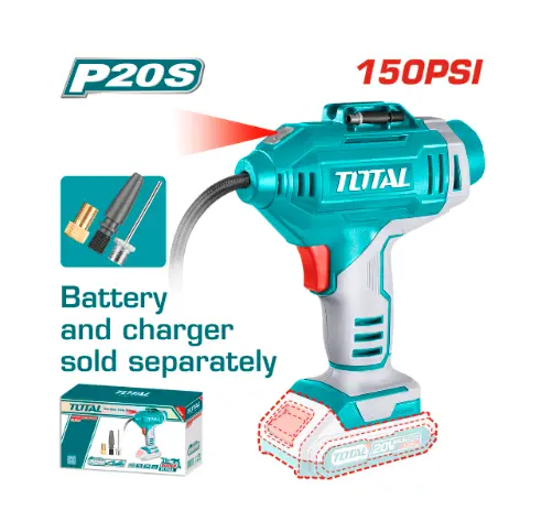 [21238] COMPRESOR MINI INALAMBRICO 20V 150PSI PARA CARRO BATERIA Y CARGADOR INCLUIDO SUPER TOTAL (TACLI2018)