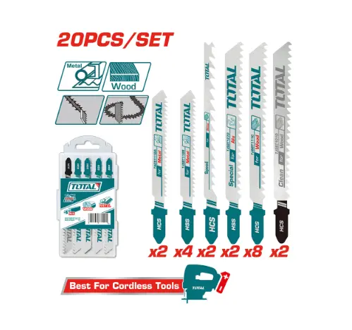 [21851] SET DE SEGUETA SIERRA SABLE X20PCS PARA MADERA Y METALES SUPER TOTAL (TAC2001) 