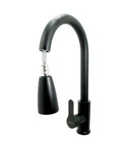 LLAVE LAVAPLATOS CABEZA EXTRAIBLE MONOCONTROL ACERO INOXIDABLE REDONDA NEGRA UDUKE(HT2038)